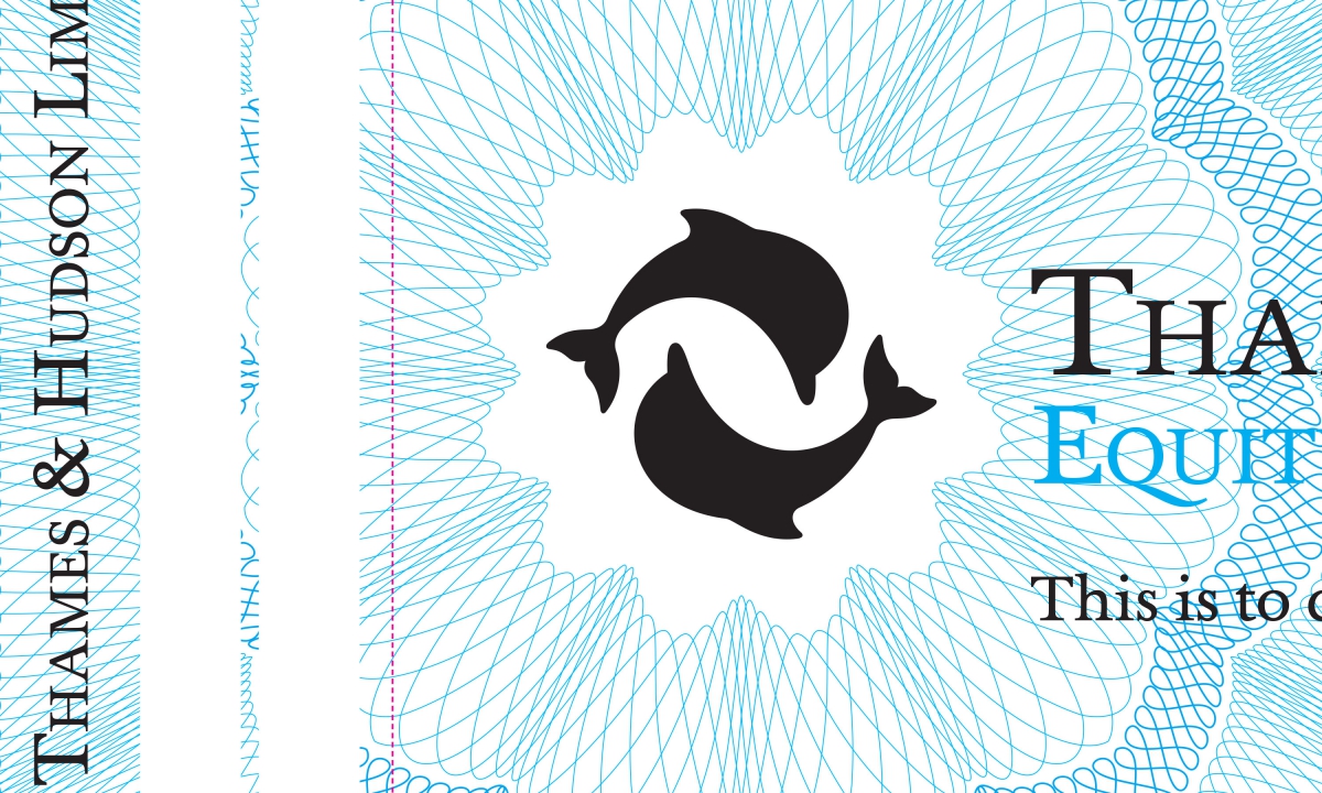 By Dana Robertson Creative Director and Founder of Neon. T&H Share Offering detail. Thames & Hudson on-going relationship with Neon lead to the commissioning of a Thames & Hudson share certificate and supporting explanatory literature. The brief was to capture all the nessecary legal information including their brand mark and in true Thames & Hudson style also 'be a thing of beauty and proud to own'. The new double sided share certificate combined the T&H dolphins with a rosette style 'splash' rendered in a classic bank note engraving style. At 420mm long and 210mm deep and printed on a pure white luxurious 300gsm paper the new share certificate had a premium feel, making a keep sake in its own right beyond that of number of shares the certificate would come to represent. The share certificate was accompanied by a simple A5 explanation guide, printed on the same luxurious stock, which used the wave line style from the share certificate at the bottom of each page, along which the dolphins playfully leapt from left to right across the page as you progressed through the booklet. – Idea, art direction and design by Neon Design & Branding Consultancy www.neon-creative.com