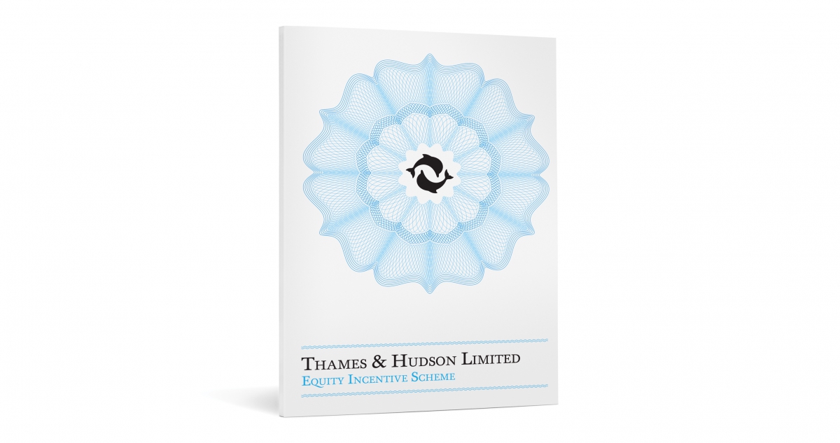 By Dana Robertson Creative Director and Founder of Neon. T&H Share Offering leaflet. Thames & Hudson on-going relationship with Neon lead to the commissioning of a Thames & Hudson share certificate and supporting explanatory literature. The brief was to capture all the nessecary legal information including their brand mark and in true Thames & Hudson style also 'be a thing of beauty and proud to own'. The new double sided share certificate combined the T&H dolphins with a rosette style 'splash' rendered in a classic bank note engraving style. At 420mm long and 210mm deep and printed on a pure white luxurious 300gsm paper the new share certificate had a premium feel, making a keep sake in its own right beyond that of number of shares the certificate would come to represent. The share certificate was accompanied by a simple A5 explanation guide, printed on the same luxurious stock, which used the wave line style from the share certificate at the bottom of each page, along which the dolphins playfully leapt from left to right across the page as you progressed through the booklet. – Idea, art direction and design by Neon Design & Branding Consultancy www.neon-creative.com