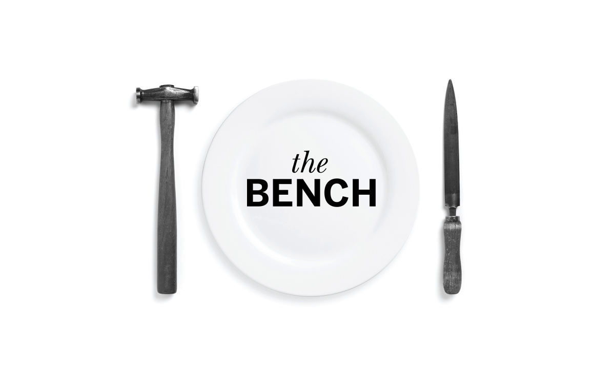 By Dana Robertson Creative Director and Founder of Neon. The Bench café brand identity, brand mark. As part of Neon's wider involvement in this ground-breaking development, we were asked to name and create the brand identity for The Goldsmiths’ Centre’s new café. The aim was to provide a friendly and inspiring environment in which members of the silversmithing trade, patrons, partners and the visiting public could relax and rub shoulders, helping to forge a flourishing creative community. The name we came up with — The Bench — was a reference to both heritage (the silversmith’s classic workbench) and the informal ambience of the café itself. The Bench café brand identity also celebrated silversmithing heritage, replacing cutlery with classic silversmithing tools – selected from world renowned silversmith Grant MacDonald’s studio. The Bench café brand identity was rolled out on signage, uniforms, crockery, literature, and environmental graphics. – Idea, art direction and design by Neon Design & Branding Consultancy www.neon-creative.com