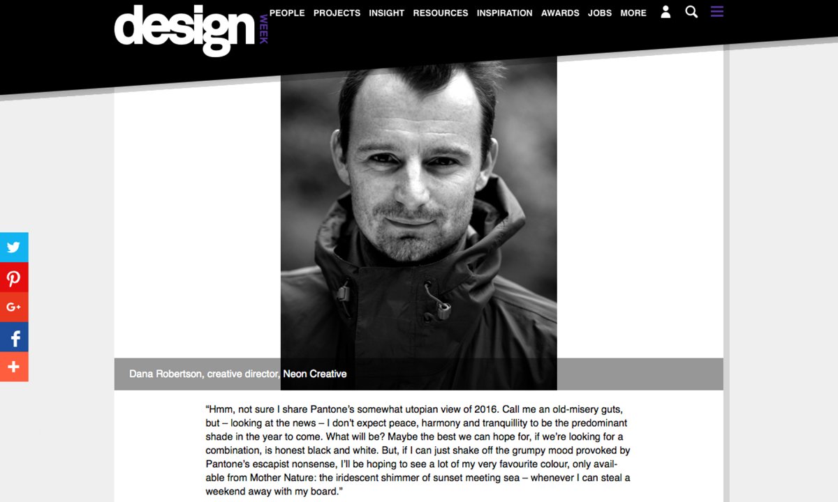 Neon invited to comment in Design Week – Pantones colour of the year 2016