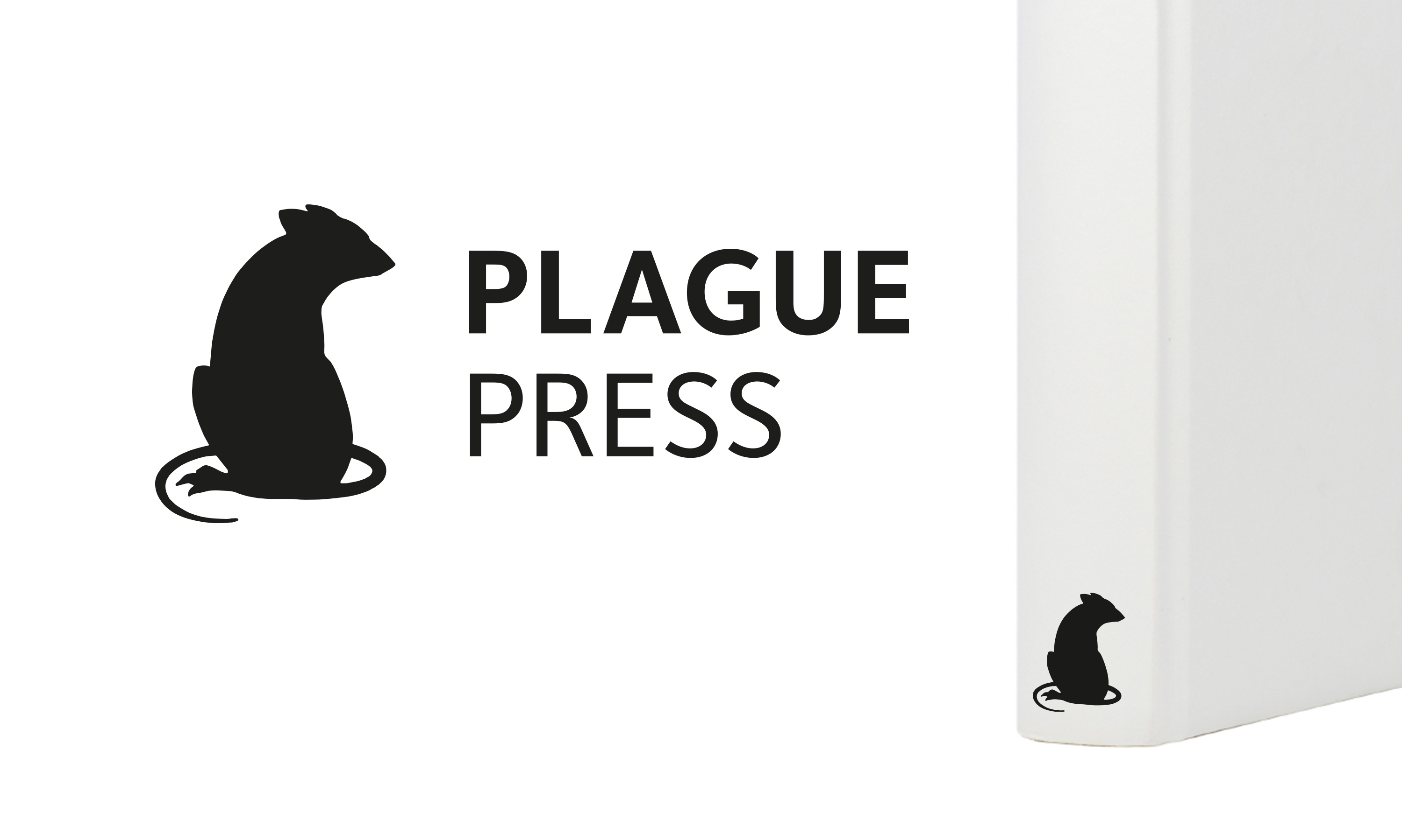 Plague Press logo by Neon, colophon on book spine, designed by Dana Robertson