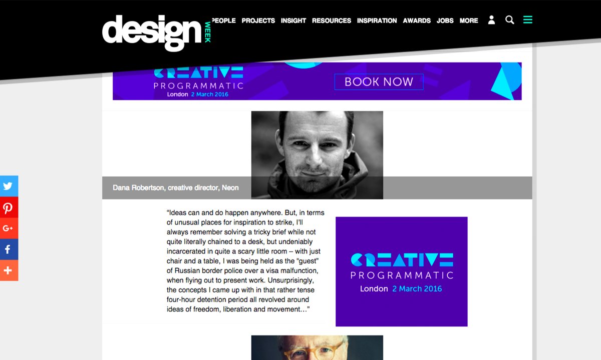 Neon invited to comment in Design Week – Interesting place you got an idea