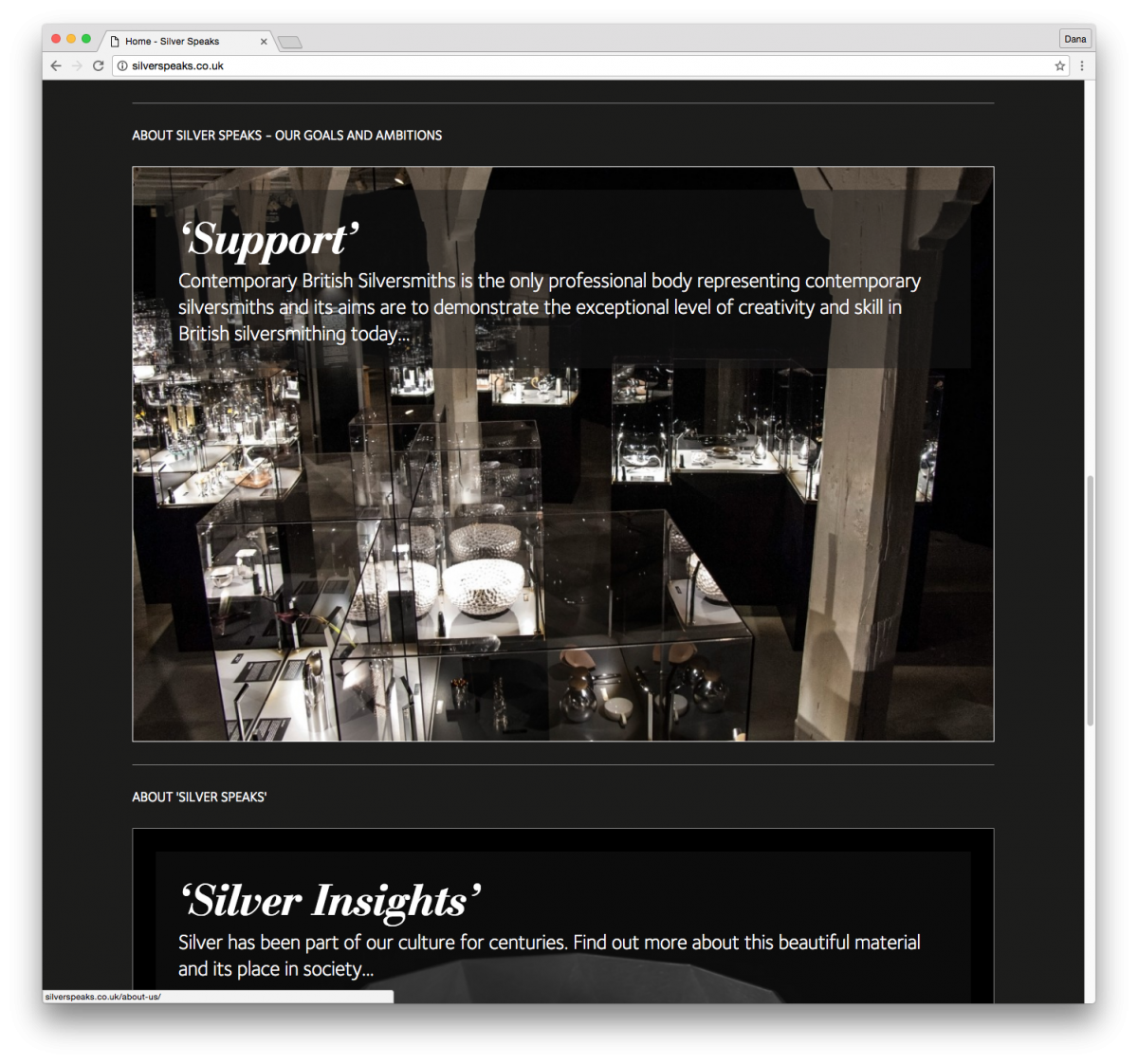 Branding and website by Neon - Silver Speaks exhibition - Website - ‘support’ event page designed by Dana Robertson