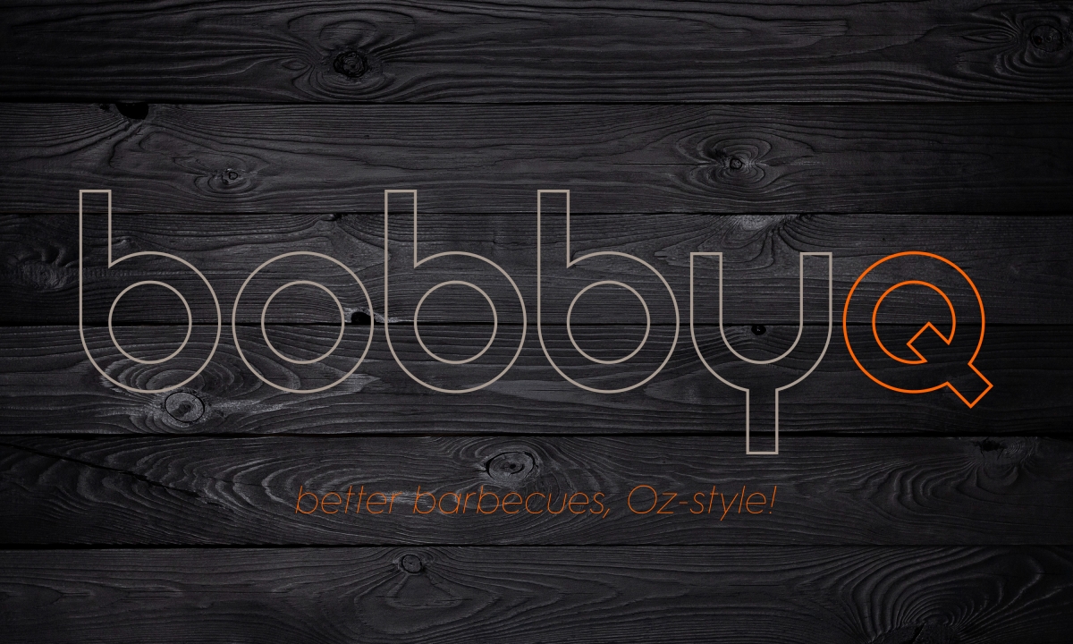 Black wooden panels with Bobbyq logo on