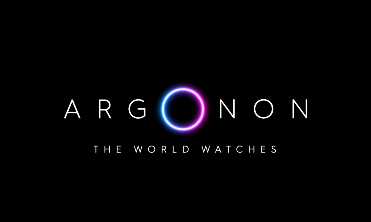 Argonon logo featuring 'The World Watches' strapline, designed by Neon branding agency under the direction of Creative Director Dana Robertson
